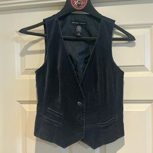 New York & Company Dark Blue Velvet Vest